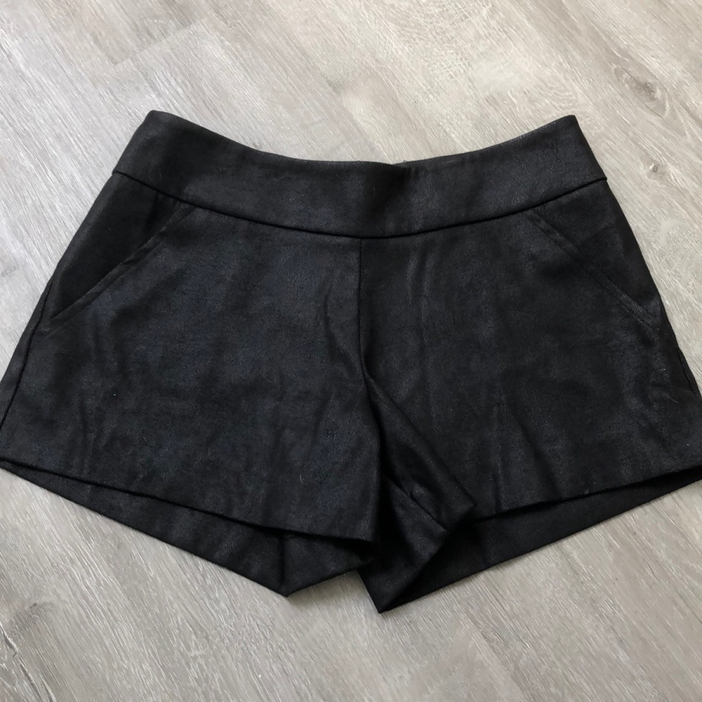 High wasted black faux leather shorts XS 2